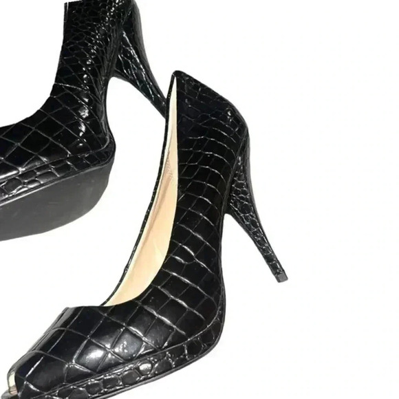 COLIN STUART PEEP TOE LEATHER PUMPS - Picture 3 of 11